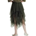 thumbnail image 3 of Coduop Women Midi Skirts Contrast Color Elastic Waist Irregular Multi-Layered Tulle Skirt, 3 of 9