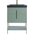 thumbnail image 4 of Fine Fixtures Serenity 24 in. W x 18 in. D x 33.5 in. H Bathroom Vanity in Mint Green with Gel Coated Thick Edge top in Black with Satin Brass Hardware, 4 of 4