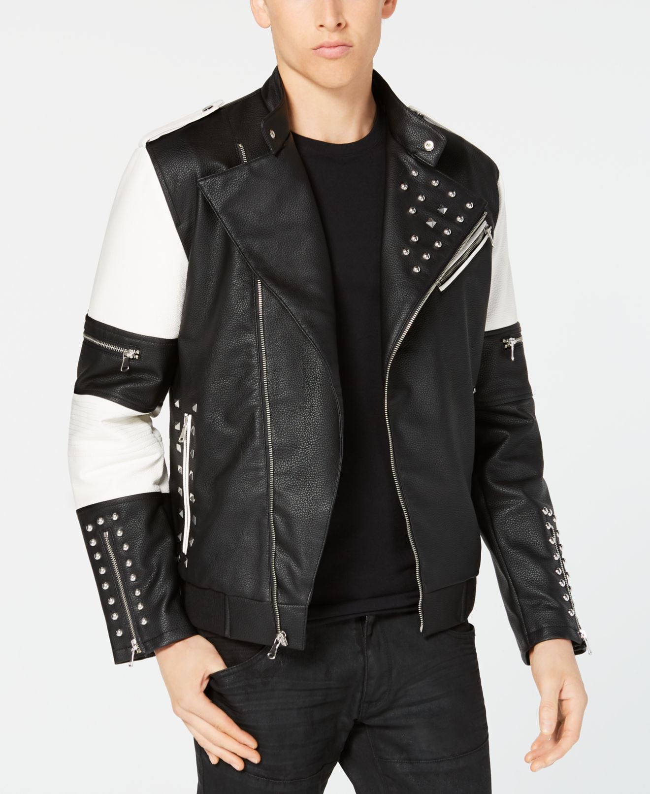 INC Coats & Jackets Mens Small Faux Leather Studded Motorcycle Jacket S