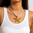 thumbnail image 6 of Yoyauz Starfish Necklace Earrings Set Women's Gold Starfish Necklace Beach Necklace Declaration Rope Necklace Starfish Stud Seastar Earrings Starfish Earrings Summer Clothing, 6 of 6