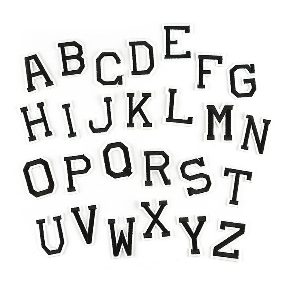 26 english letters cloth stickers 26pcs English Letters Black and White