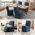 thumbnail image 6 of Usaint Upholstered Dining Chair with Casters and Storage, Fabric Rolling Desk Chair with Wheels for Home Office Living Room, Easy Assembly, Navy, 6 of 6