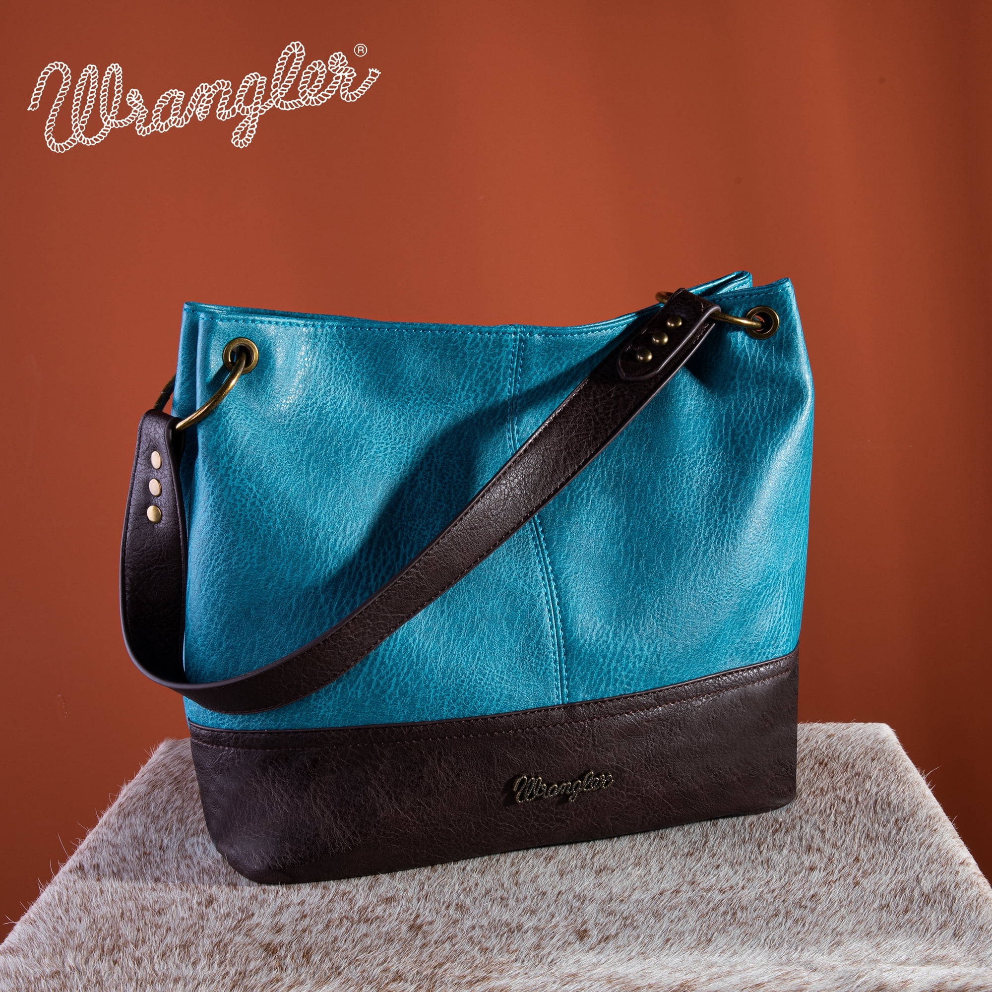 Wrangler Hobo Bags for Women Vegan Leather Top Handle Shoulder Purses and Handbags, Grey