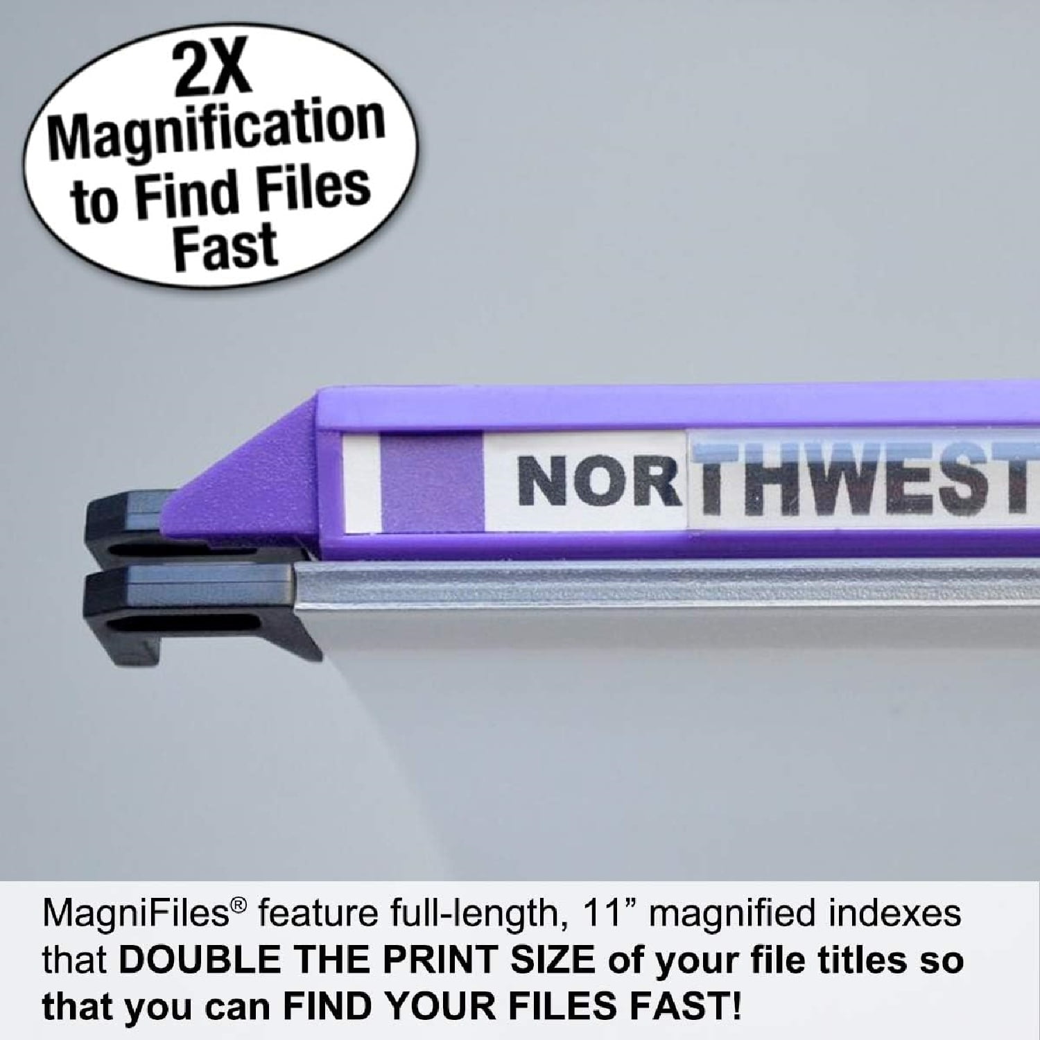 "MagniFile Hanging File Folders V- Bottom Letter Size with 11 inch Magnified Indexes That Double The Size of Your File Titles to Find Files Fast. (Set of 20 Frost) Ultimate Office MagniFile"