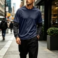 thumbnail image 2 of GrmtClth Mens Shirts Fake 2-Piece Layered Crew Neck Pullover Tops Contrast Long Sleeve Lightweight Walking Hiking Shirts Light Blue 3XL, 2 of 7