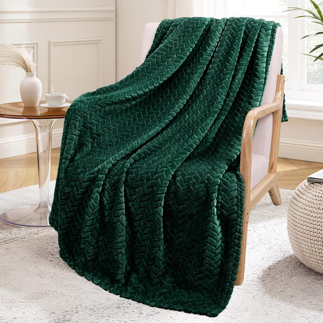 Manta exclusiva Mezcla de forro polar verde bosque 130 x 180 cm