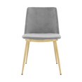 thumbnail image 3 of Messina Modern Gray Velvet and Gold Metal Leg Dining Room Chairs - Set of 2 - Saltoro Sherpi, 3 of 5
