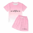 Byoo Summer Outfit for Big Girl Basic Heartbeat Printed T Shirt Shorts — free download