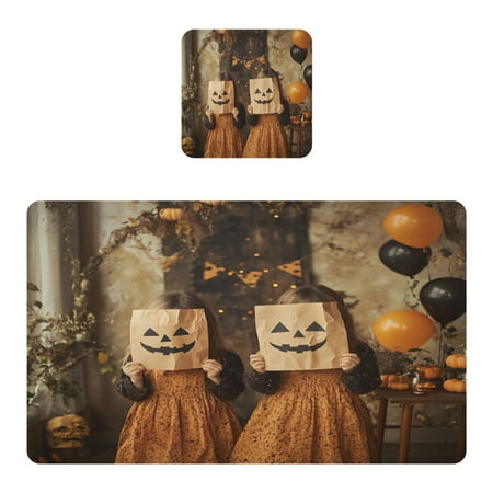 

Wobogo Halloween Costumes Placemats Coasters Set of 1 Heat-resistant Non-slip Easy to Clean Square Dinner Plate Mat