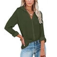 thumbnail image 2 of LYXSSBYX Womens Long Sleeve Tops Clearance Women's Tops Single Breasted Long Sleeve Shirt Tops Loose Lapel Shirt Blouse, 2 of 8