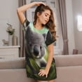 thumbnail image 3 of Balery Daisy Koala Camisón de manga corta con cuello redondo para mujer, cómodo y elegante., 3 of 6
