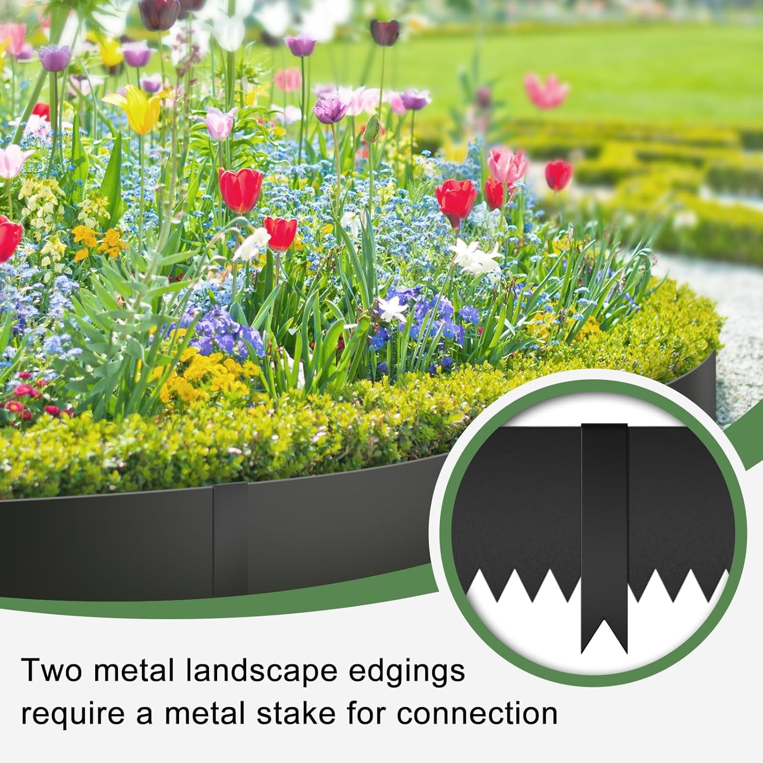 33FT Galvanized Steel Landscape Edging 10 Pack, 40" x 8" Metal Edging for Landscaping with 10Pcs Stakes & Gloves, Metal Garden Border for Garden Design, Yard, Tree Rings, Pathway, Divider