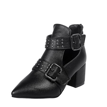 block heel pointed toe ankle boots