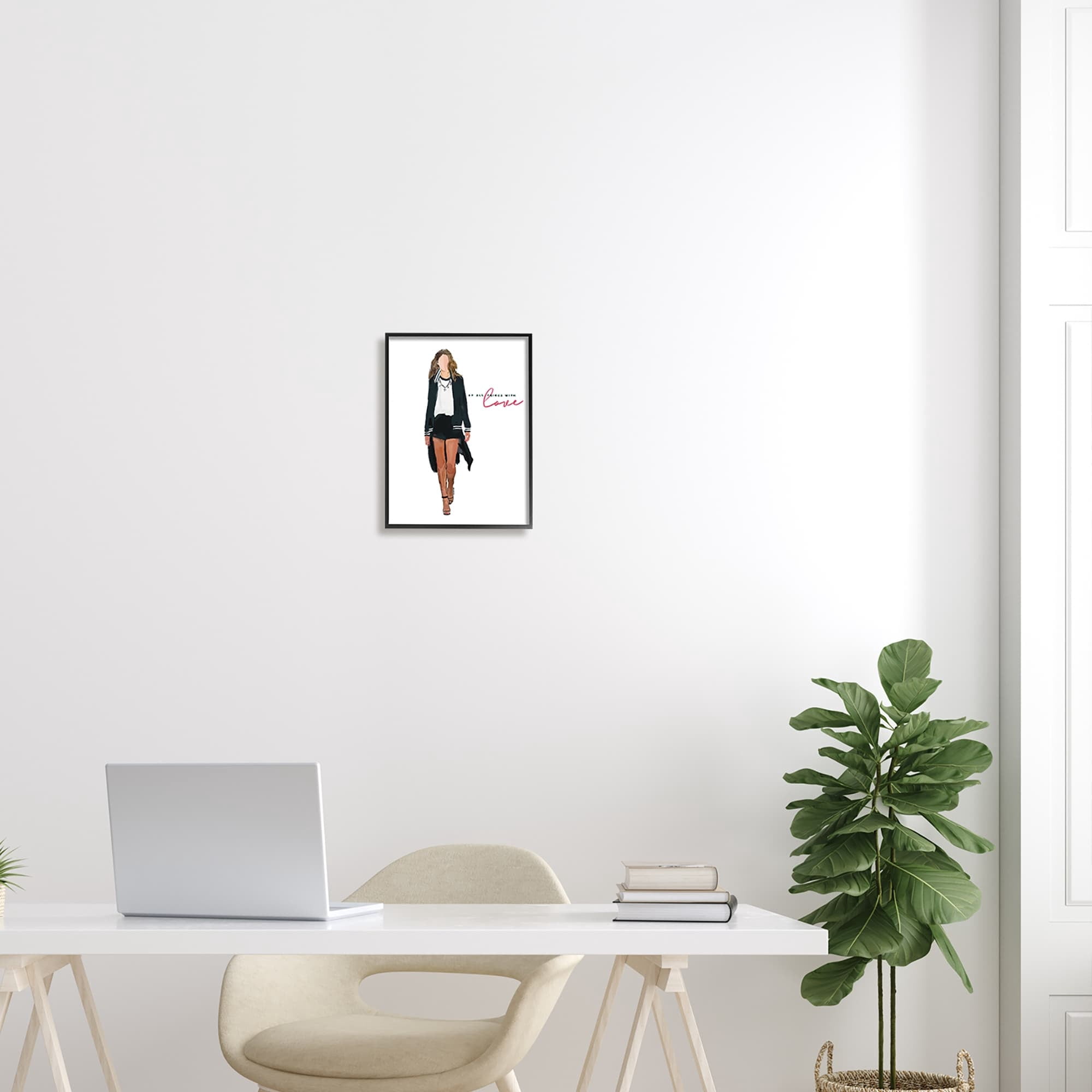 Stupell Industries All Things With Love Inspiring Glam Fashion Woman Graphic Art Black Framed Art Print Wall Art, Design by Amelia Noyes