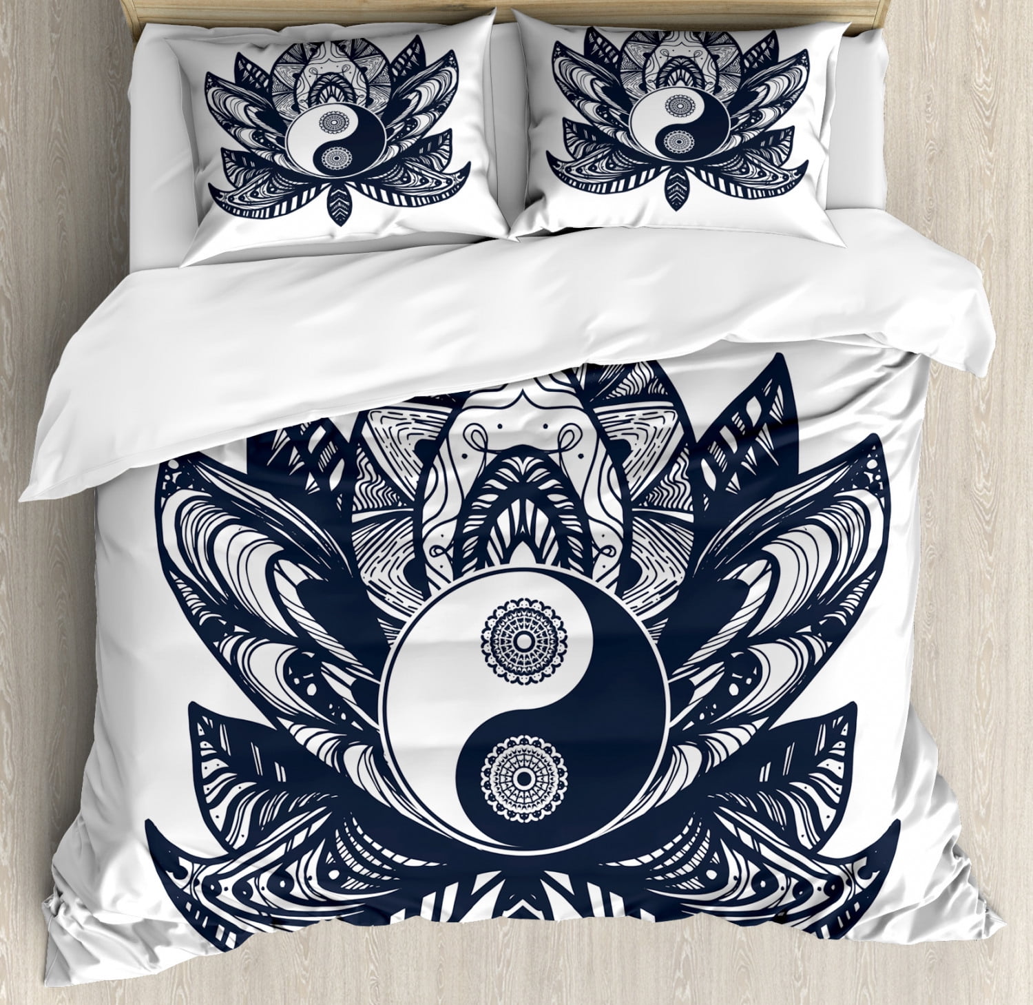 Yin Yang Blue Pattern Print Duvet Cover Bedding Set