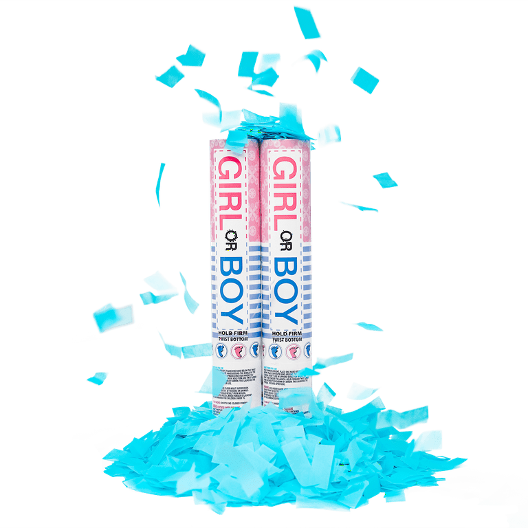 Blue Gender Reveal Powder Cannon (8 Pack) - 12 Tall - Boy He Him