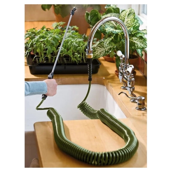 50-Foot x 1/4-Inch Mini Coil Hose With Wand - Forest Green