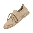 thumbnail image 2 of UDAUDU Womens Sneakers Knit Breathable Lace Up Walking Shoes Non Slip Lightweight Casual Tennis Shoes Work Shopping Travel Shoes Beige, 2 of 5