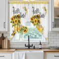 thumbnail image 4 of Sunflower Kitchen Window Curtains, Swag Curtains Valance for Bedroom Living Room Bathroom, Yellow Plaid Watercolor Bee Floral Rod Pocket Window Treatment Curtain Block Drapes 2 Panels 36"x63", 4 of 9