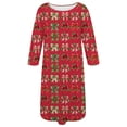thumbnail image 4 of siminseming Chemises de Nuit de Noël pour Femmes & Chemises de Nuit Grande Taille Robe de Nuit Décontractée Imprimé Nœud Papillon Manches Longues Col Rond Extensible Vêtements & Accessoires, 4 of 5