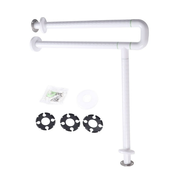 Barra de seguridad para inodoro, barra de apoyo para inodoro plegable antideslizante con anillo luminoso para personas mayores discapacitadas, color blanco