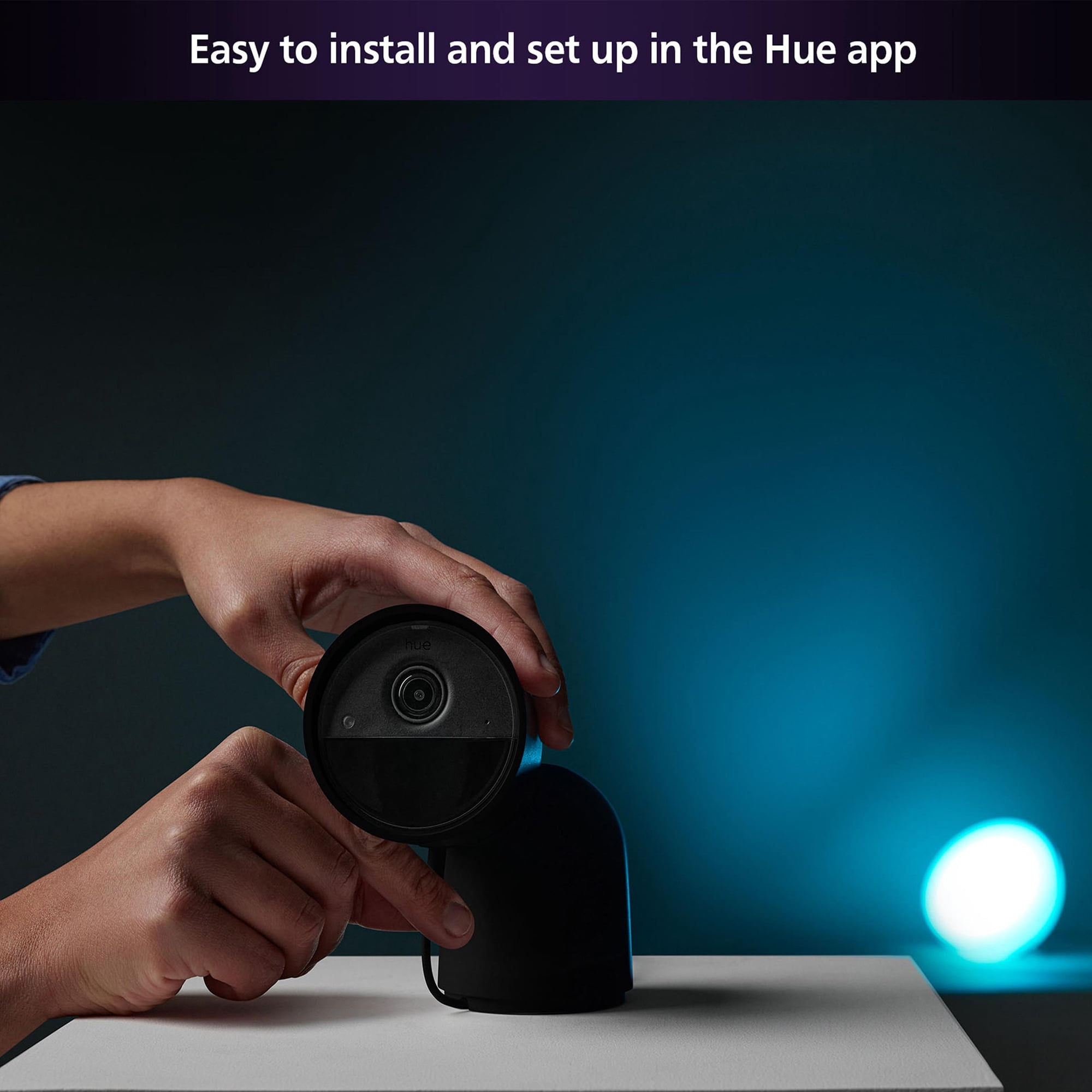 Philips Hue Security Wired Camera w/Desktop Stand, Black