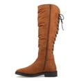 thumbnail image 2 of YDN Women's Chunky Low Heel Lace Up Knee High Boots Side Zipper Round Closed Toe Flat Long Booties Daily Walking Casual Shoes Size 16 Brown, 2 of 5