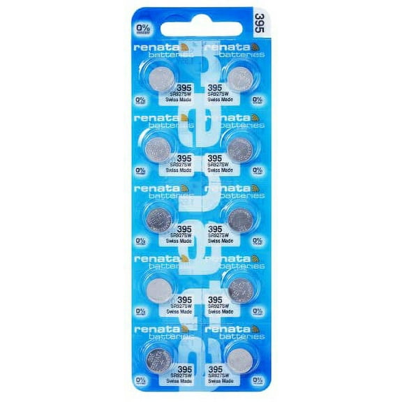 Renata 395 SR927SW Batteries - 1.55V Silver Oxide 395 Watch Battery (10 Count)