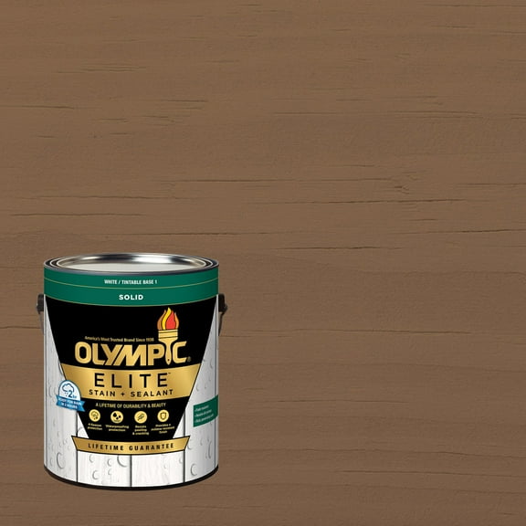 Olympic Elite 1 Gallon SC-1082 Tanglewood Solid Advanced Exterior Stain and Sealer in One