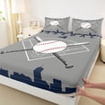 thumbnail image 4 of Erosebridal Boy Baseball Game Queen Sheet Sets, Cartoon Sport Bed Set, Grey Navy, 4 Pieces, 4 of 5