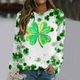 thumbnail image 2 of St Patricks Day Shirt Women Crewneck Graphic Sweatshirts Clover Shamrock Four Leaf Shirt Casual Pullover Long Sleeve Holiday Tops, 2 of 4