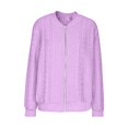thumbnail image 5 of thefmos Women's Zip Up Long Sleeve Knit Jacket Solid Color Casual Slim Fit Outerwear Fashion Fall Winter Clothes, Purple XL, 5 of 6