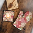 thumbnail image 5 of Pioneer Flower Kitchen Oven Mitt and Pot Holder Sets 2 Pcs for Baking, Cooking and Grilling, Heat Resistant Up To 392 °F, 5 of 7