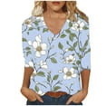 thumbnail image 2 of Xdegoge Returns And Refunds 3/4 Sleeve T Shirts For Women Floral V Neck T Shirts Going Out Summer Fashion Tops 2025 Dressy Casual Shirts Y2K Cute Boho Shirts Past Orders At Same Day Delivery, 2 of 4