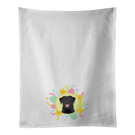 28 x 19 in. Unisex Labrador Retriever Black No.1 White Dish Towels Kitchen Towel - Set of 2