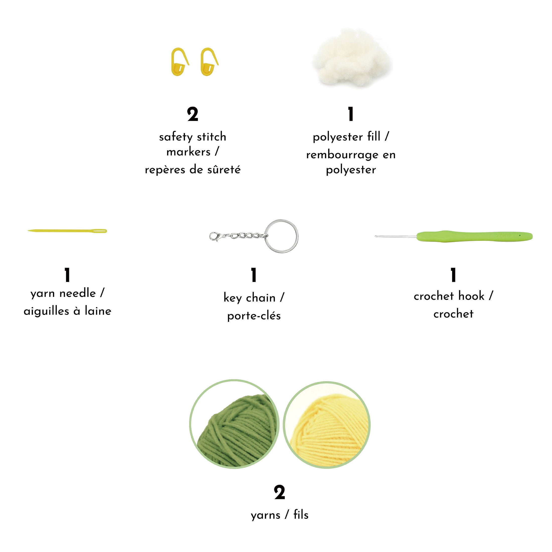 UNIQUE CREATIV CRAFT Crochet Key Ring Kit — Lemon, 1 pc, Age 8+, CROCHET KRING LEMON