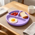 thumbnail image 4 of Linnome 3 Compartment Suction Plate Silicone Strong Grip Divided for Toddlers Microwave Safe Dishwasher Friendly 7.7x7.7in Purple, 4 of 6