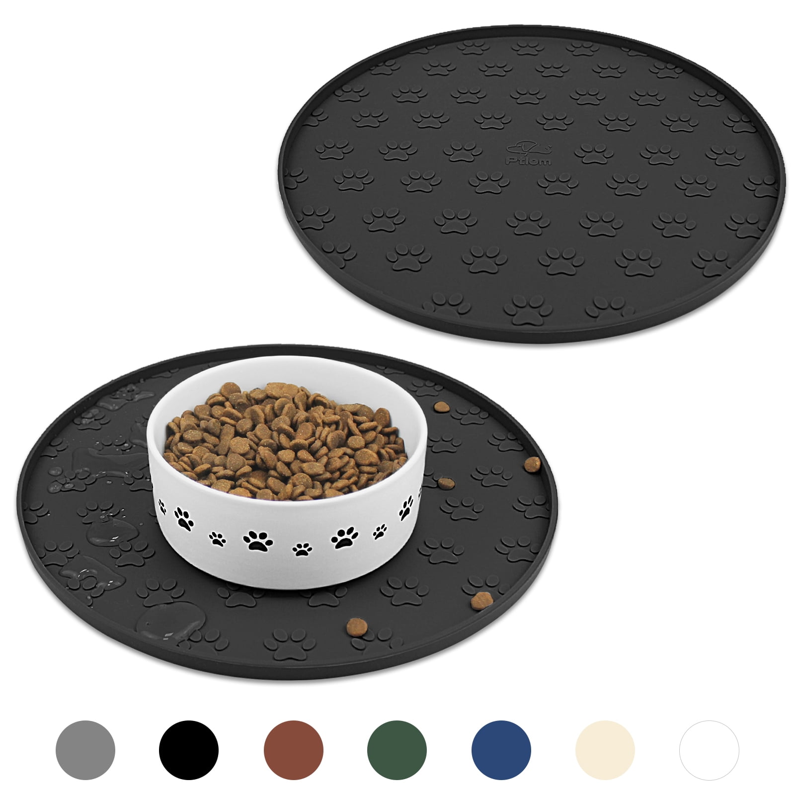 Ptlom 2Pcs Pet Placemat for Cats and Dogs,Waterproof NonSlip Pet Food