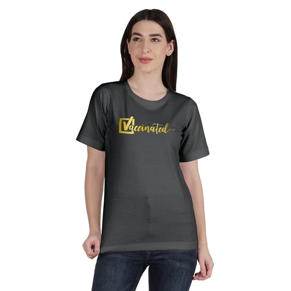 Inkmeso Vaccinated Pro Vaccine Crew Neck Tee Shirt Cotton T-shirt For Womens