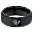 thumbnail image 2 of Tungsten Floral Paisley Heart Shaped Band Ring 8mm Men Women Comfort Fit Black Beveled Edge Polished, 2 of 4
