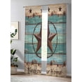 thumbnail image 4 of Sheer Curtains 96 Inches Long 2 Panels Set for Living Room, Texas Star Country Semi Sheer Curtains for Windows, Western Old Wooden Board Vintage Voile Window Treatments Rod Pocket Curtain, 4 of 7