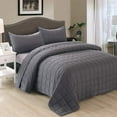 thumbnail image 2 of EMME Queen Quilt Set Pre-Washed Microfiber Bedspread Lightweight Soft Grey Bed Coverlet Reversible Full Size Comforter Set 3-Piece Bedding Set for All Season Square Pattern(1 Quilt, 2 Pillow Shams), 2 of 6