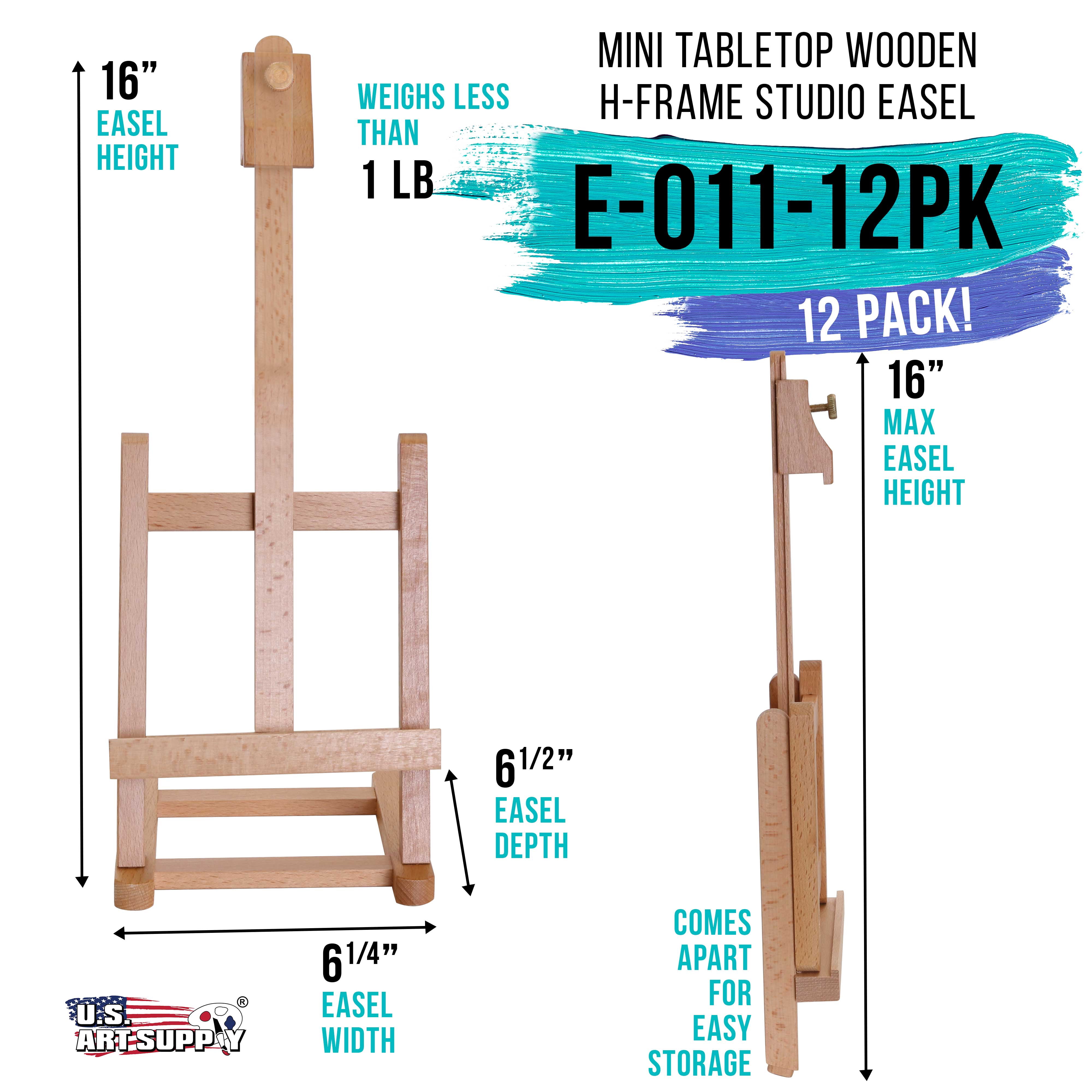 U.S. Art Supply 16" Mini Tabletop Wooden H-Frame Studio Easel (Pack of 12) - Artist Beechwood Painting and Display Easel