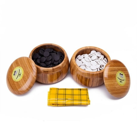 - Melamine Single Convex Stones and Bamboo Bowls Go Game Set Wei Qi