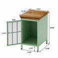 thumbnail image 4 of Gzxs Farmhouse End Tables Set of 2, Metal Sofa Side Table with Glass Door and Wood Desktop, Rustic Nightstand for Living Room, Bedroom, Office, Green, 4 of 8