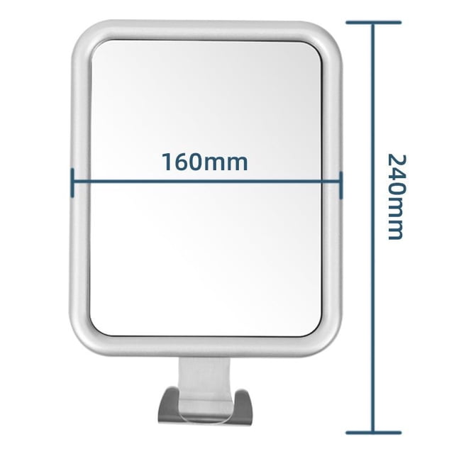 Espejo de tocador antivaho con ventosa de aleación de aluminio y metal con gancho redondo sin perforaciones para baño, ducha, espejo de maquillaje para afeitarse