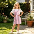 thumbnail image 2 of Curuila Children Girls Suspender Dress With Pocket Striped Print Square Neck Sleeveless Summer Comfort Casual Dresses Pink Size 12-13 Years, 2 of 7