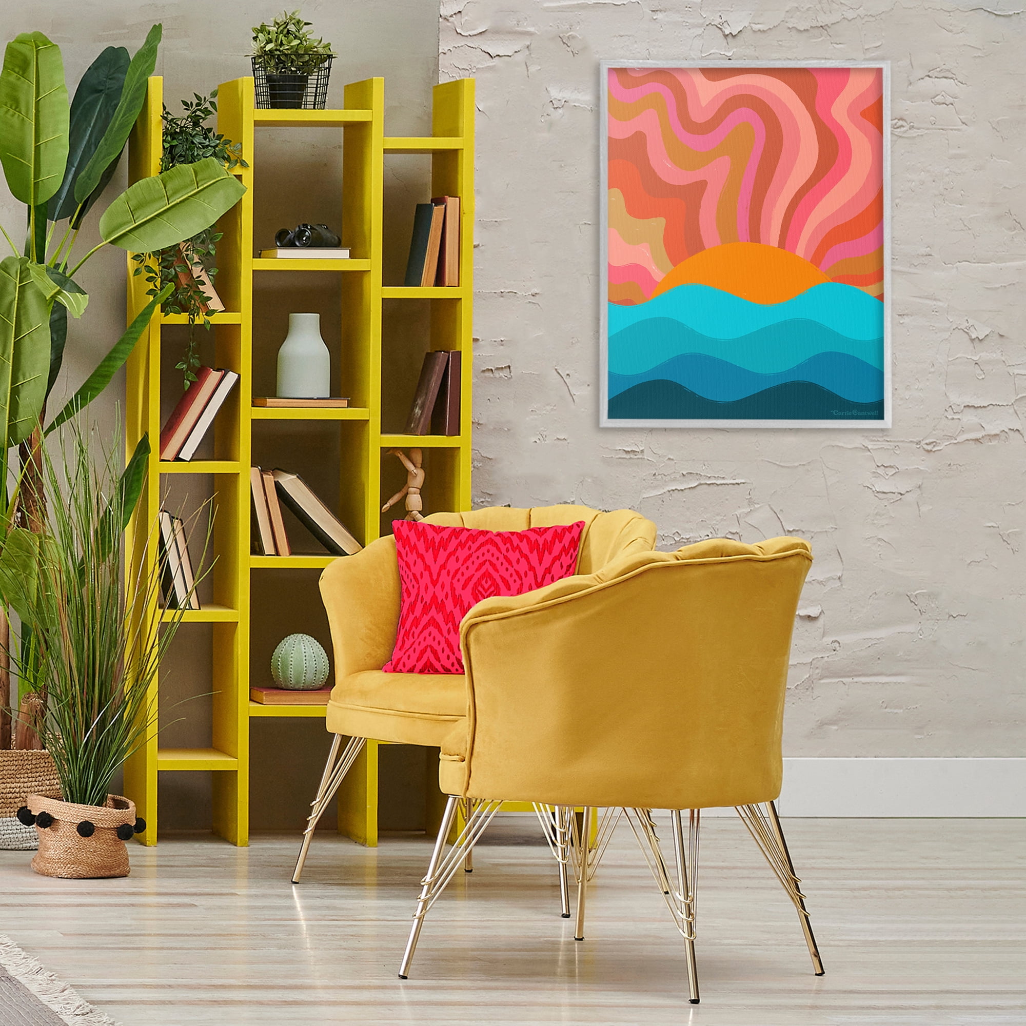 Stupell Industries Liquid Sunshine Funky Landscape Landscape Painting Gray Framed Art Print Wall Art, 24 x 30