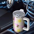 thumbnail image 6 of 40oz Tumbler with Handle and Straw, Vacuum Insulated Stainless Steel Travel Mug, Fits Car Cup Holder, Daisy Floral Print, 6 of 6
