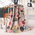 thumbnail image 3 of Dogs with Flowers Blanket,Comfortable Soft Flannel Throw Blanket,All Season,Warm Lightweight Blankets for Sofa Bed Couch Living Room Chair,50"x60"(130x150cm), 3 of 4